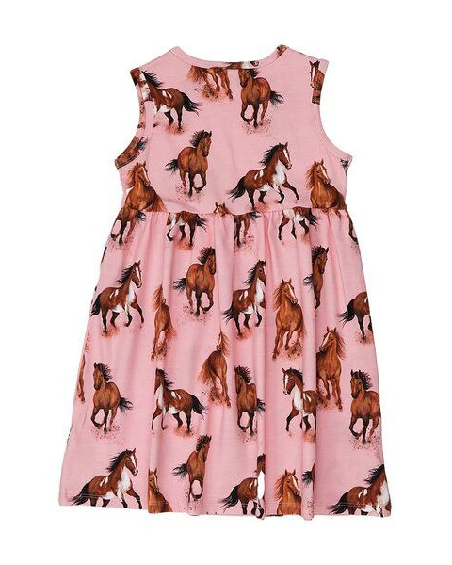 Sommerkleid ärmellos Rosa Pferde-Print Bio-Baumwolle GOTS – Walkiddy – Ansicht 4
