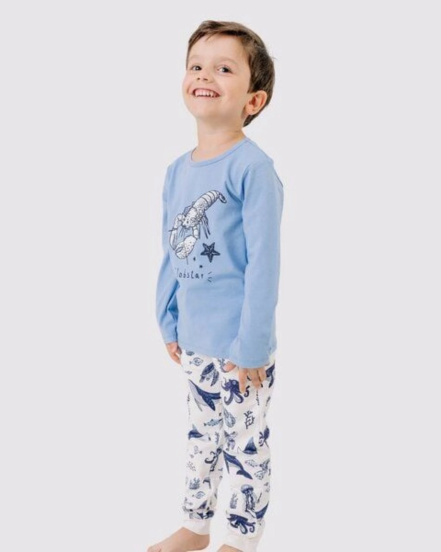 Jogginghose Weiß Wal & Meerestiere Allover Bio-Baumwolle GOTS – Walkiddy – Ansicht 3