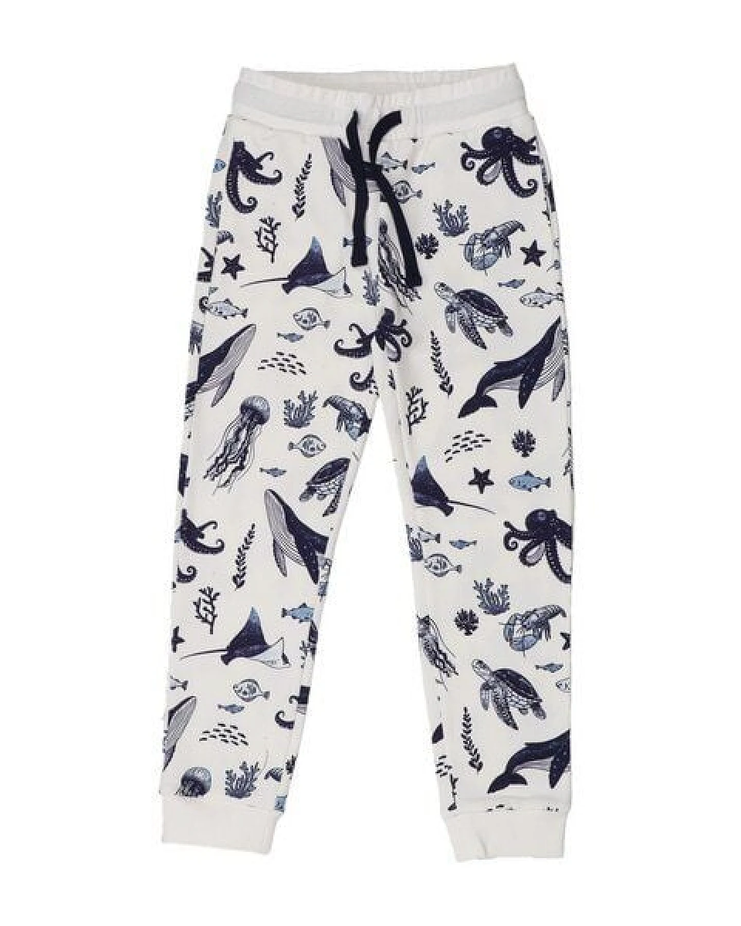 Jogginghose Weiß Wal & Meerestiere Allover Bio-Baumwolle GOTS – Walkiddy – Ansicht 4