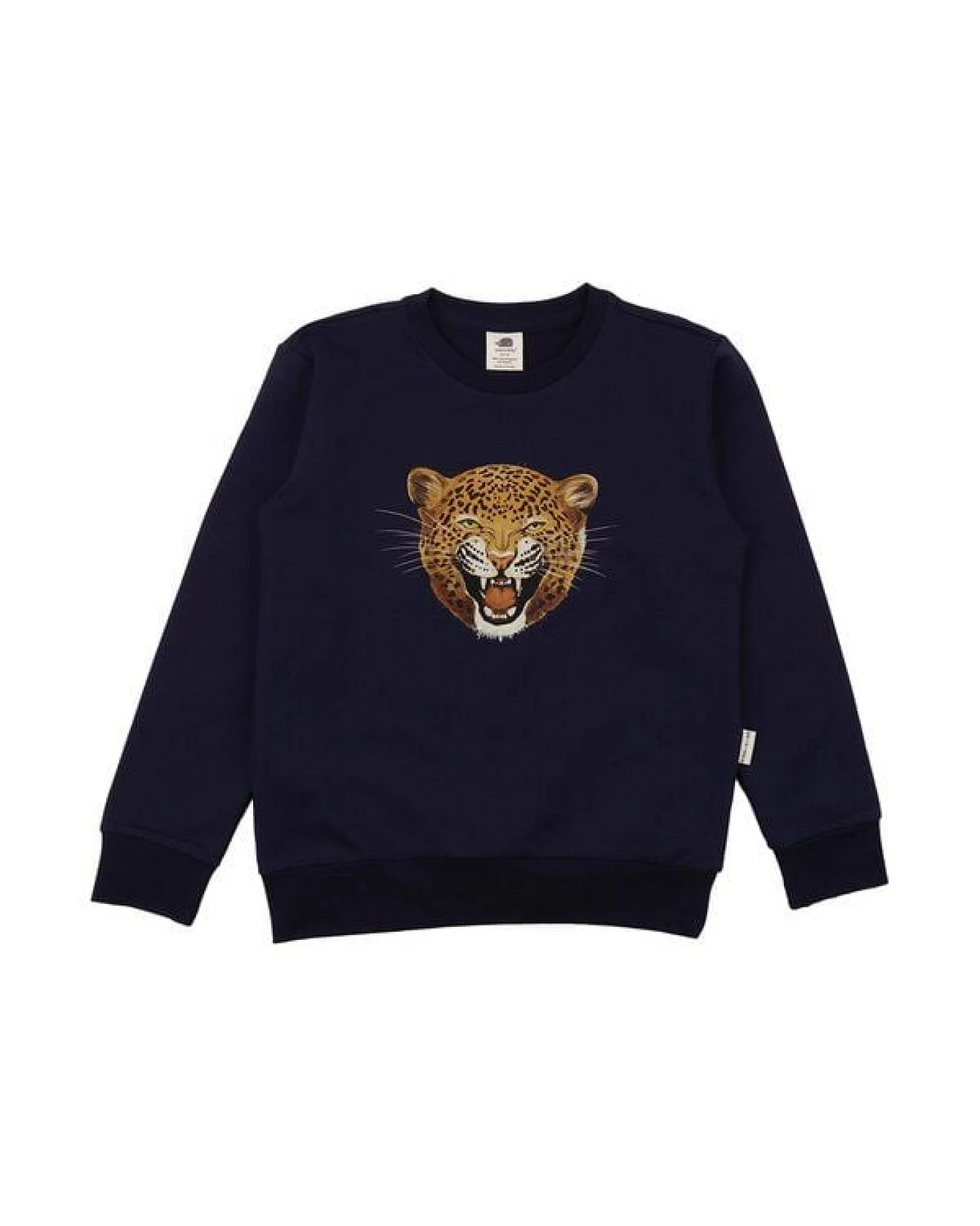 Sweatshirt Blau Leoparden-Kopf platzierter Print Bio-Baumwolle GOTS – Walkiddy – Ansicht 4