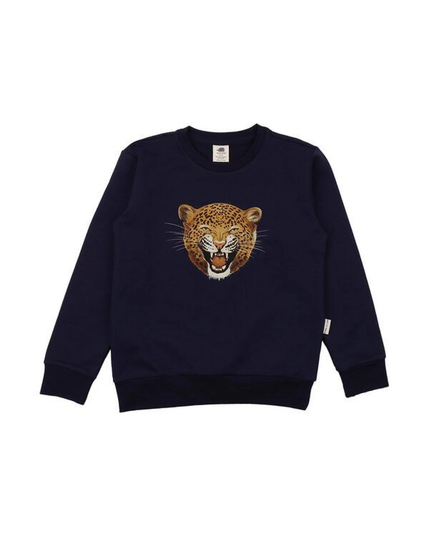 Sweatshirt Blau Leoparden-Kopf platzierter Print Bio-Baumwolle GOTS – Walkiddy – Ansicht 4