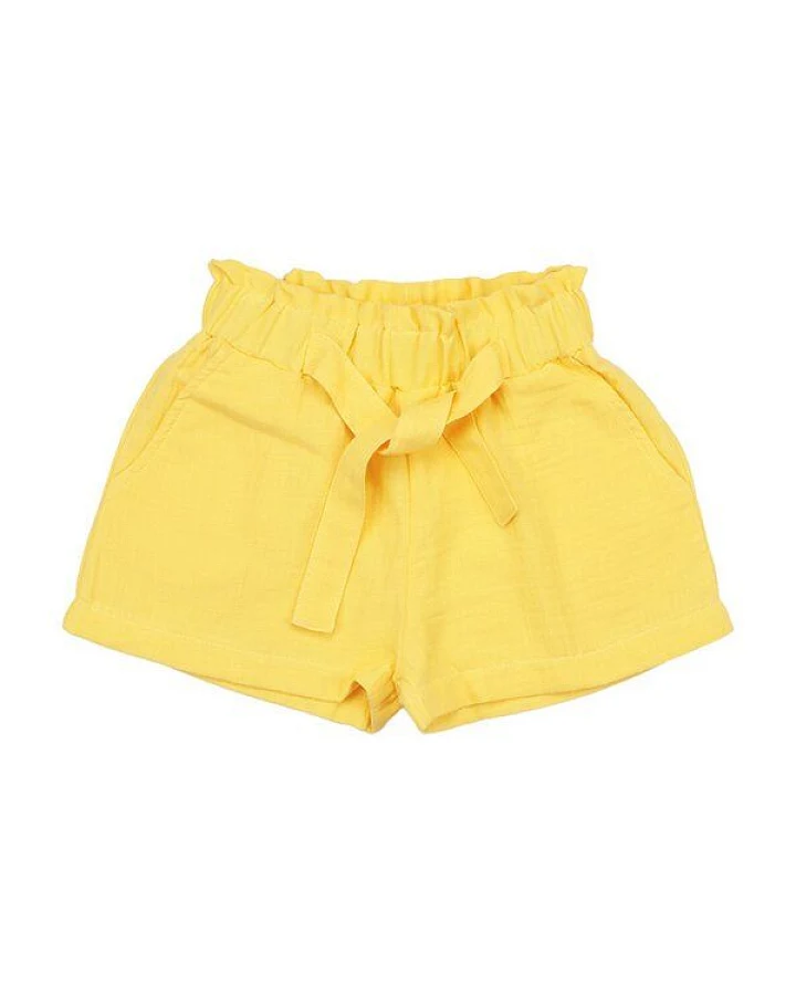 Shorts Gelb uni Musselin Bio-Baumwolle GOTS – Walkiddy