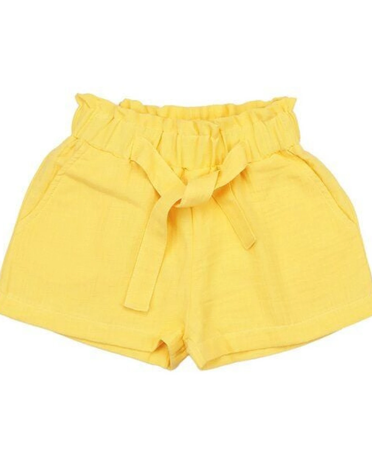 Shorts Gelb uni Musselin Bio-Baumwolle GOTS – Walkiddy – Ansicht 2