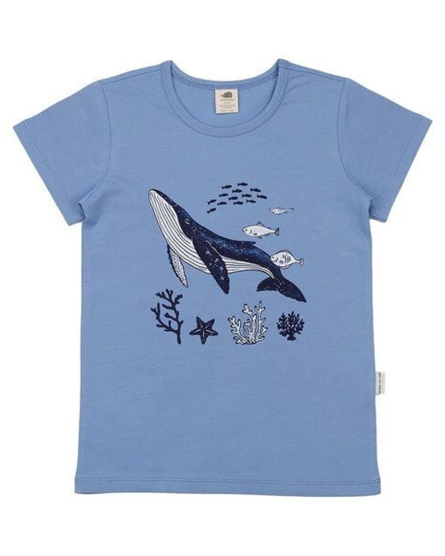 T-Shirt Hellblau Wal-Frontprint Bio-Baumwolle GOTS – Walkiddy – Ansicht 4