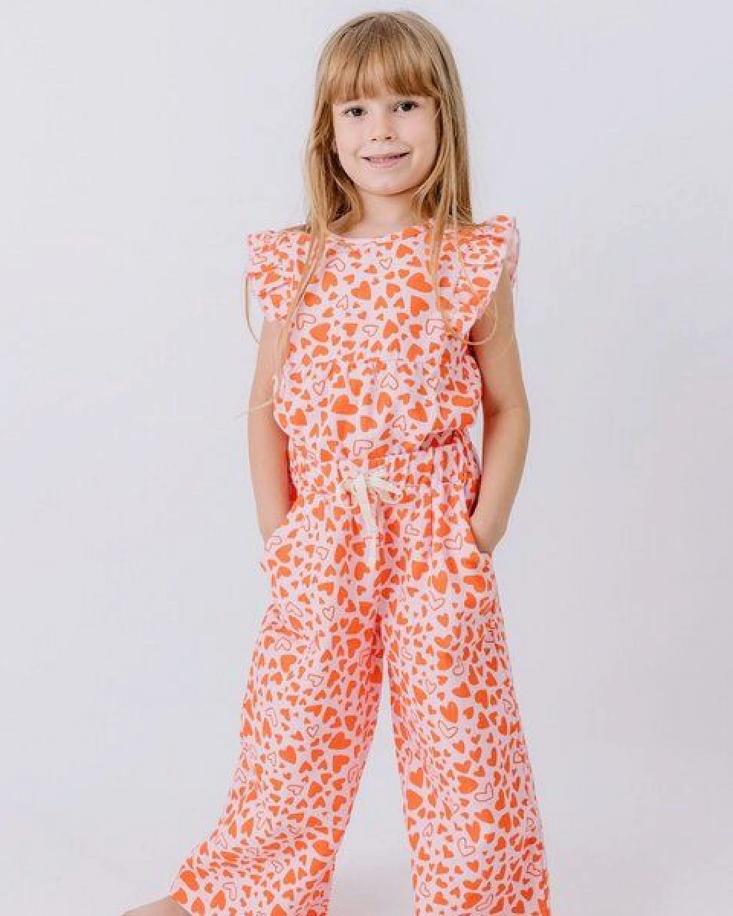 Hose Rosa Herzen Allover Musselin Bio-Baumwolle GOTS – Walkiddy – Ansicht 2