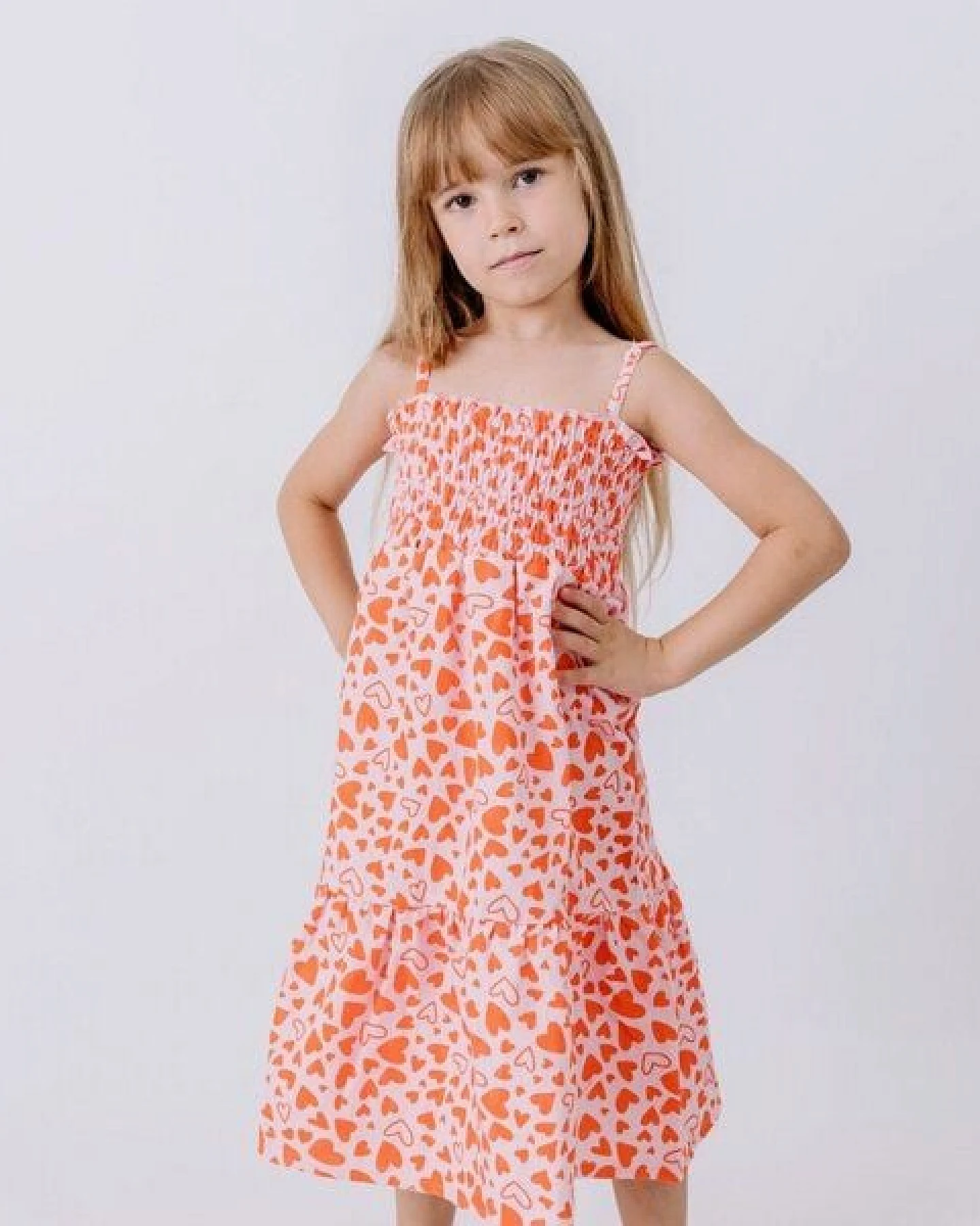 Trägerkleid Rosa Herzen Allover Musselin Bio-Baumwolle GOTS – Walkiddy – Ansicht 2