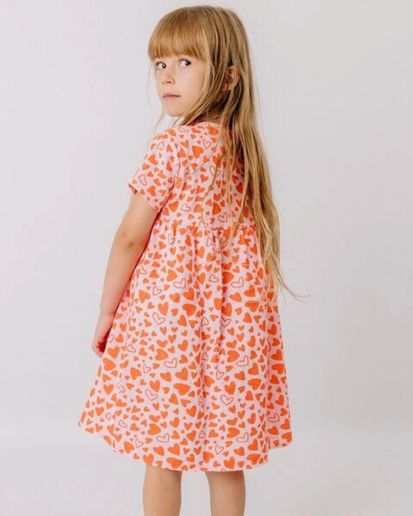 Sommerkleid Rosa Herzen Allover Musselin Bio-Baumwolle GOTS – Walkiddy – Ansicht 3
