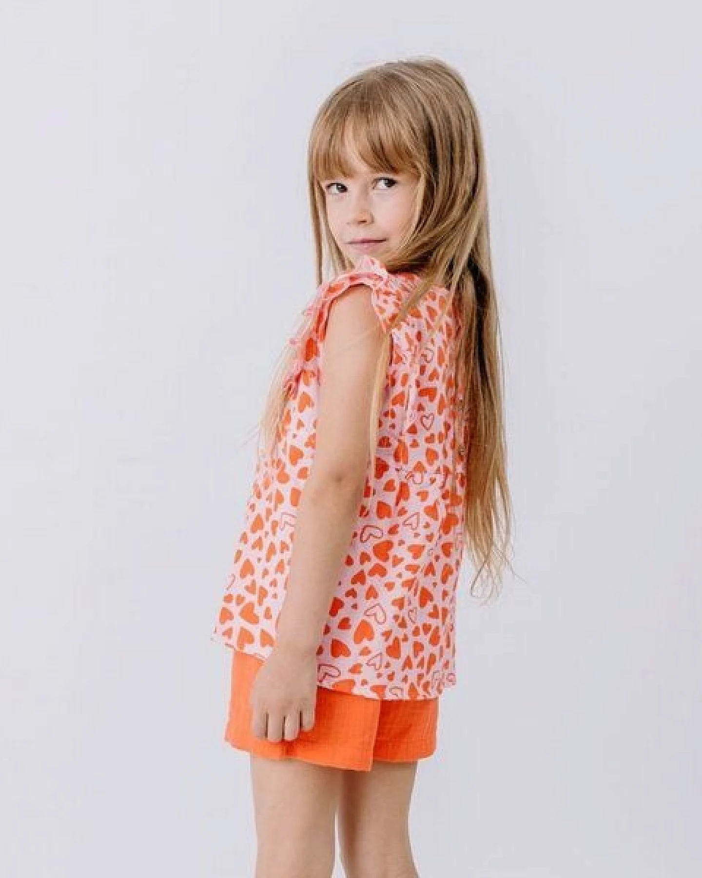 Bluse Rosa Herzen Allover Musselin Bio-Baumwolle GOTS – Walkiddy – Ansicht 3