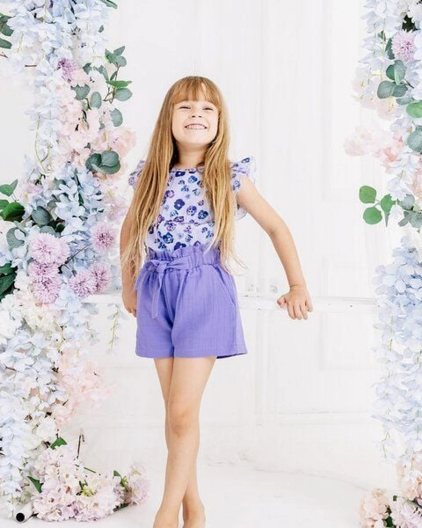 Shorts Lavendel uni Musselin Bio-Baumwolle GOTS – Walkiddy – Ansicht 3