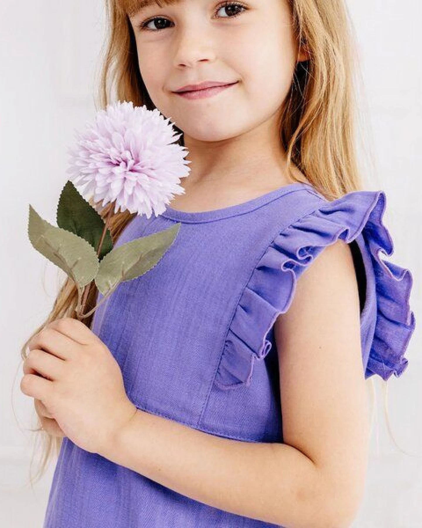 Bluse Lavendel uni Musselin Bio-Baumwolle GOTS – Walkiddy – Ansicht 2