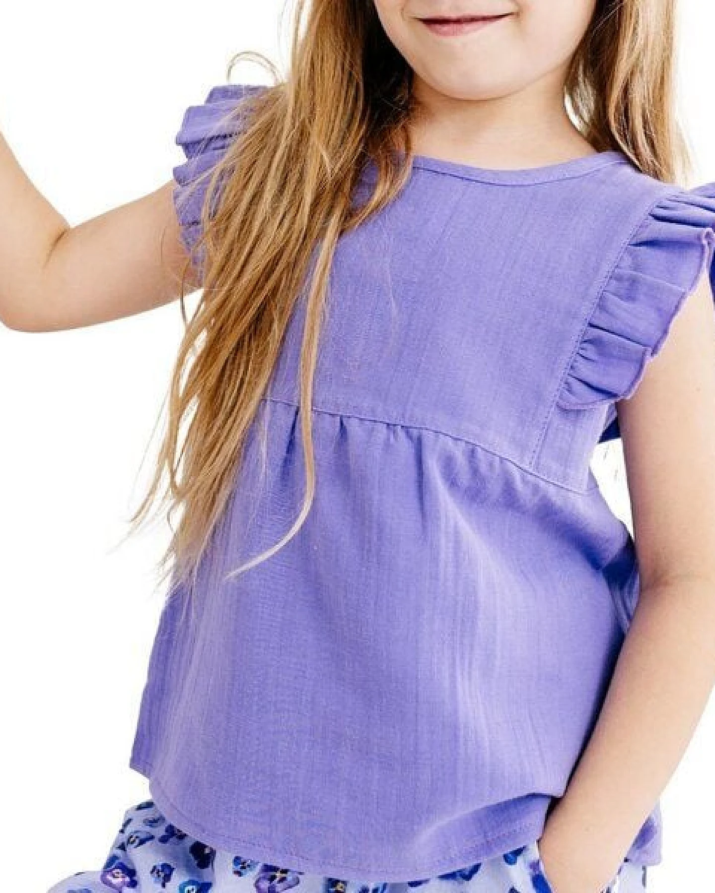 Bluse Lavendel uni Musselin Bio-Baumwolle GOTS – Walkiddy – Ansicht 4