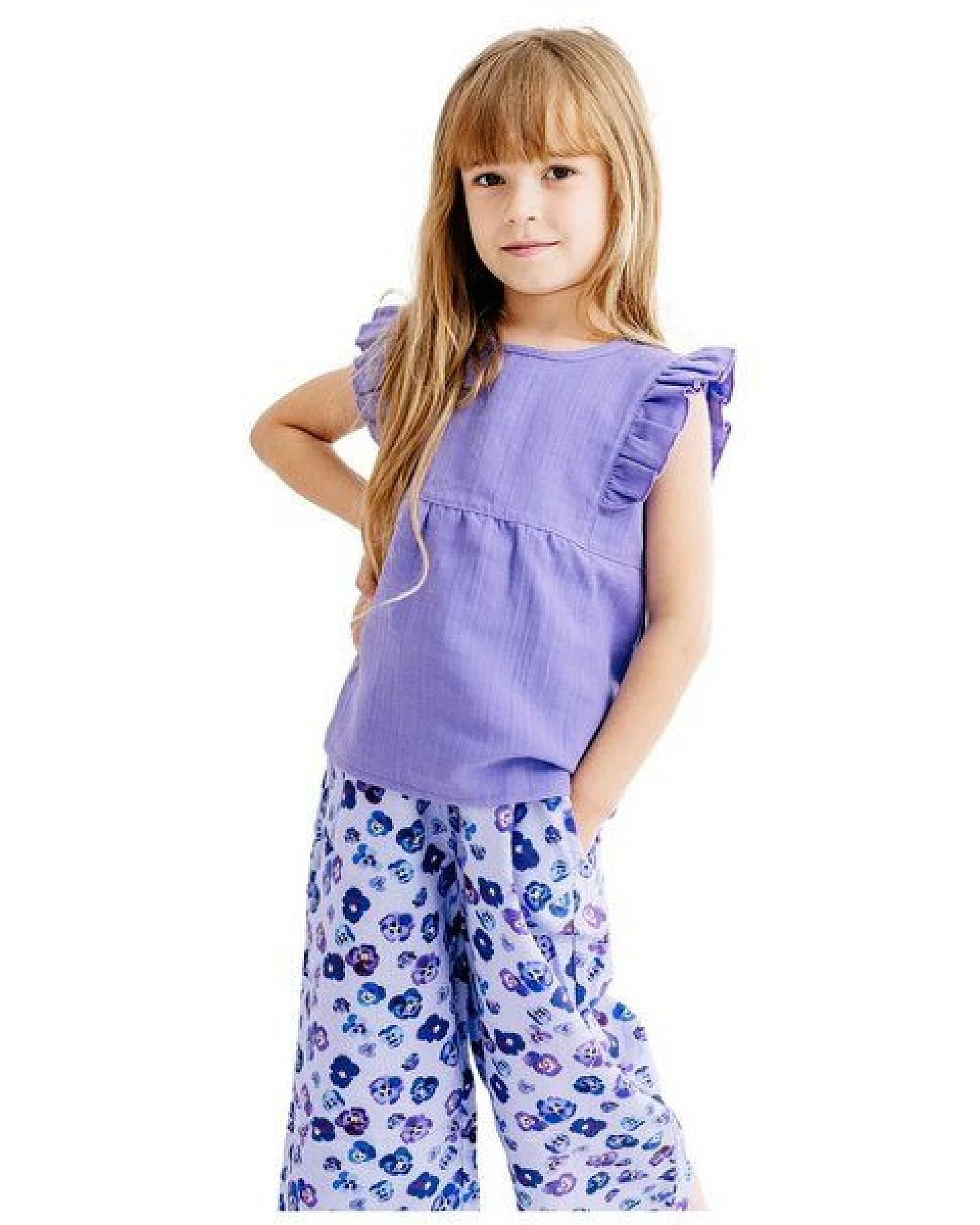 Bluse Lavendel uni Musselin Bio-Baumwolle GOTS – Walkiddy – Ansicht 3