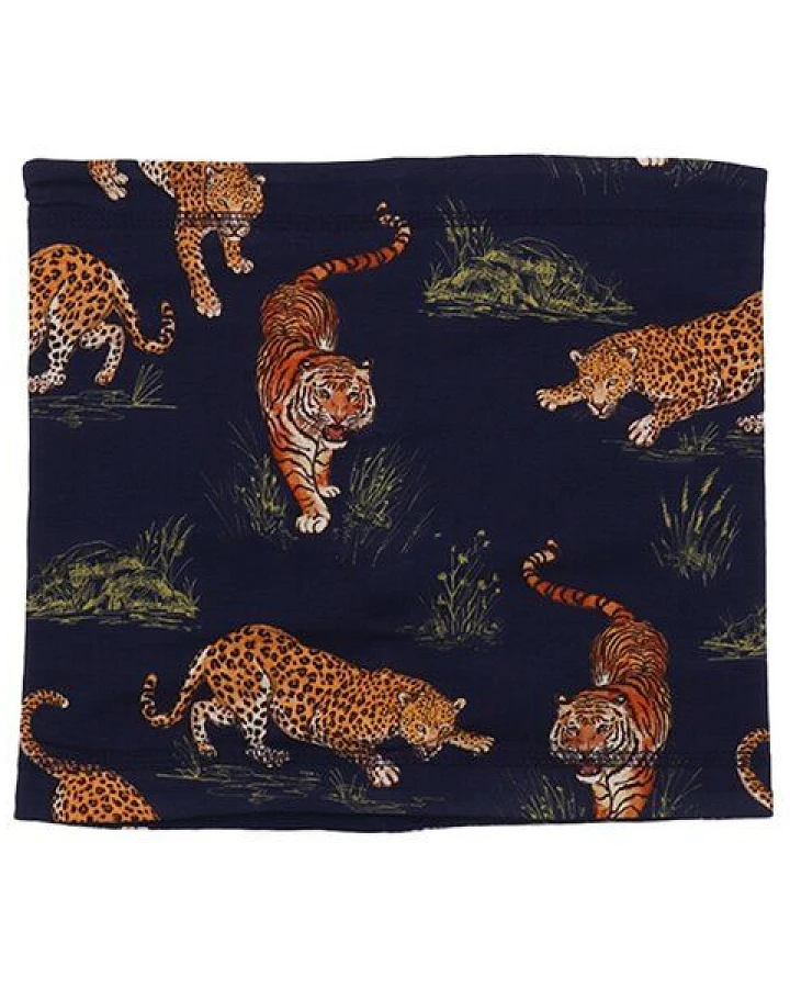 Loop-Schal Dunkelblau Tiger & Leopard Bio-Baumwolle GOTS weich – Walkiddy