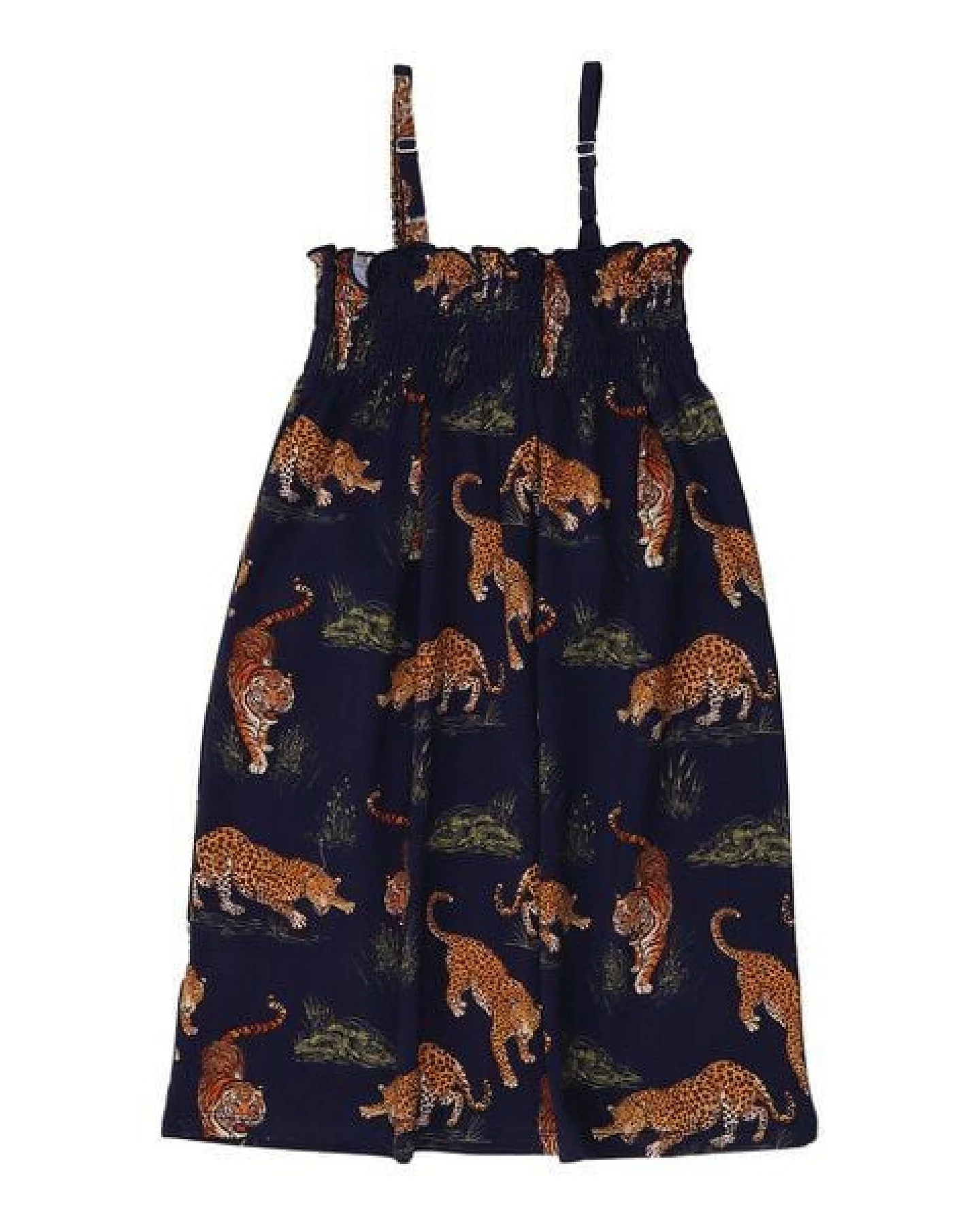 Trägerkleid Dunkelblau Tiger & Leopard Allover Bio-Baumwolle GOTS – Walkiddy – Ansicht 3