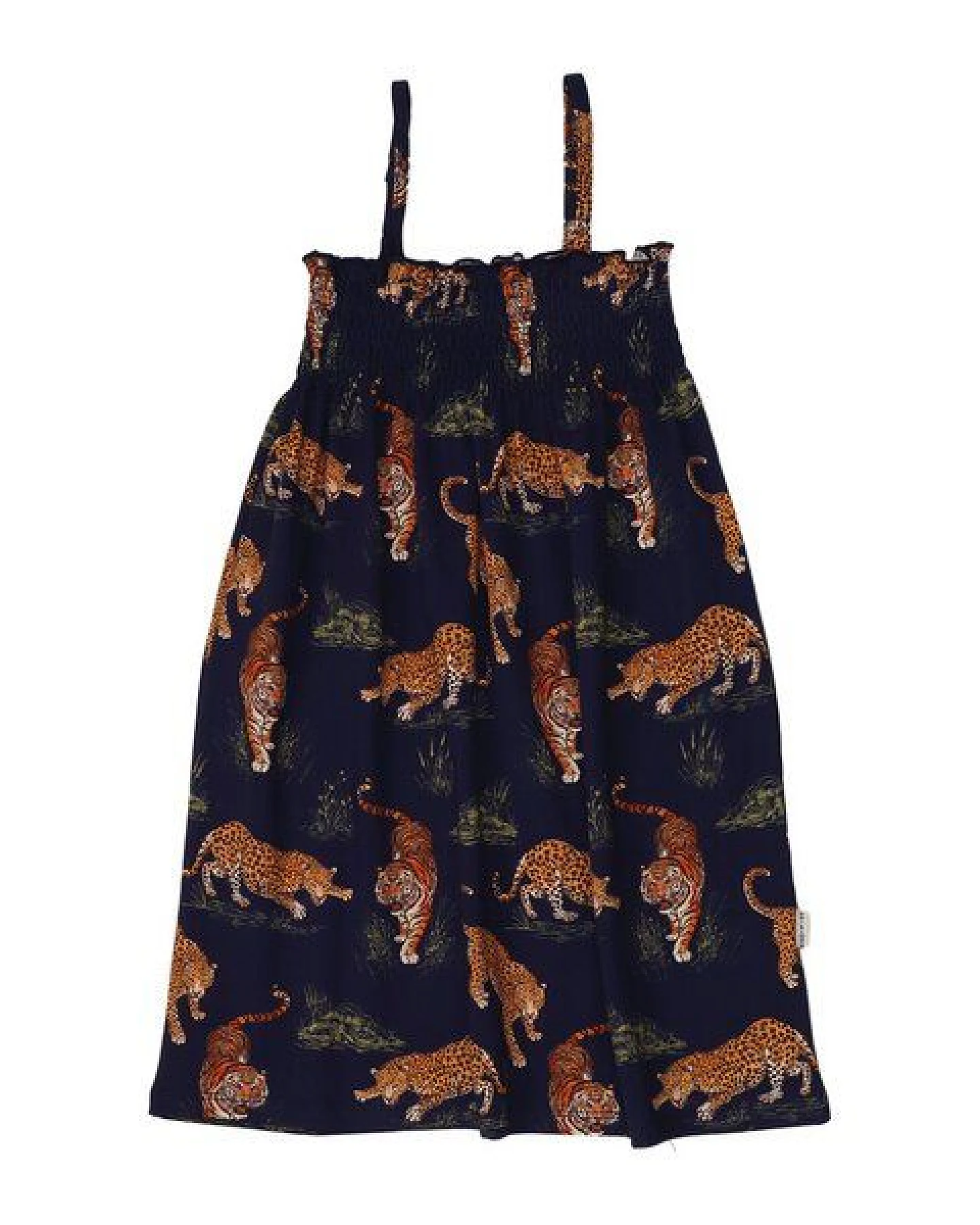 Trägerkleid Dunkelblau Tiger & Leopard Allover Bio-Baumwolle GOTS – Walkiddy – Ansicht 2