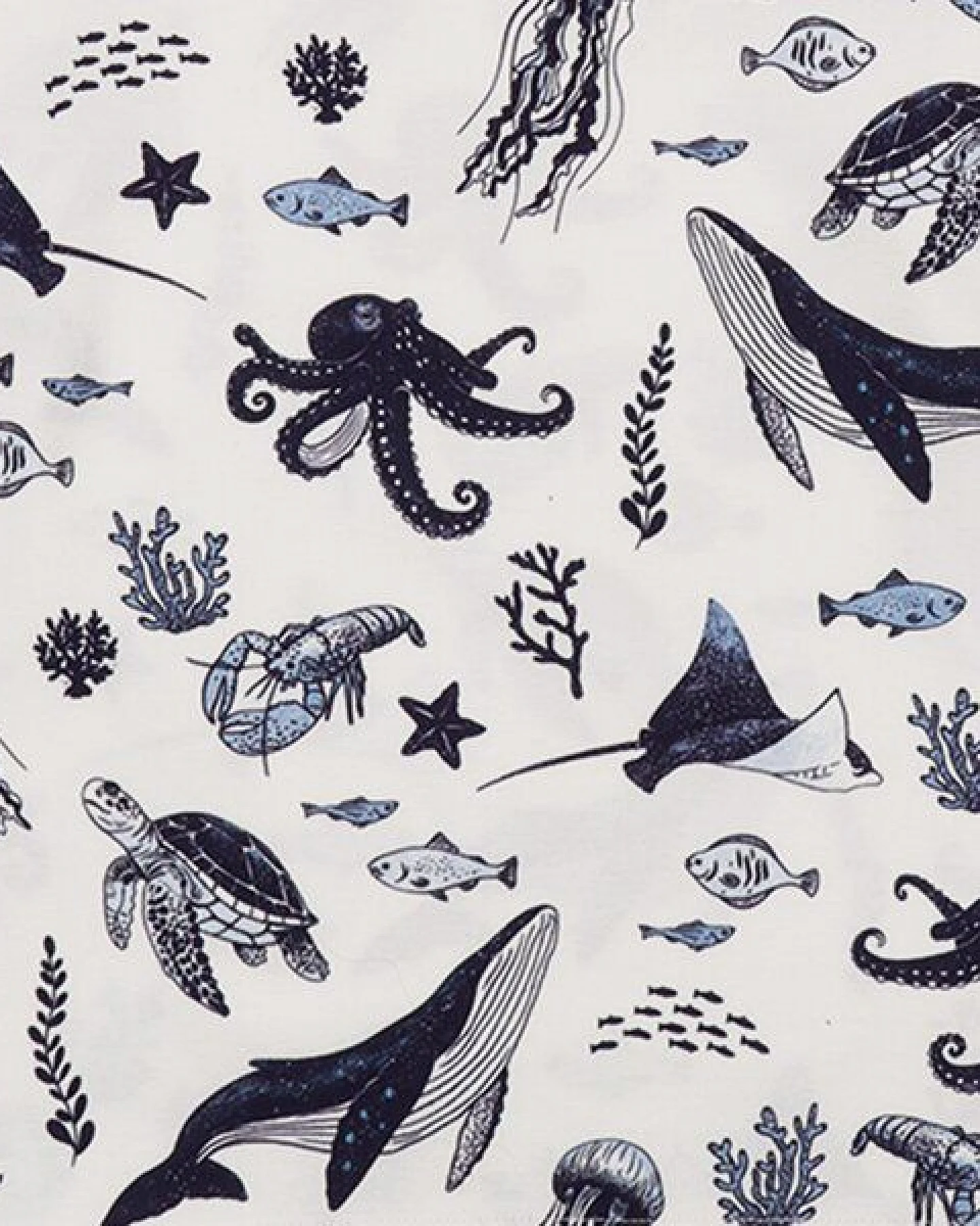 Leggings Weiß Wal-Print Allover Bio-Baumwolle GOTS elastisch – Walkiddy – Ansicht 3
