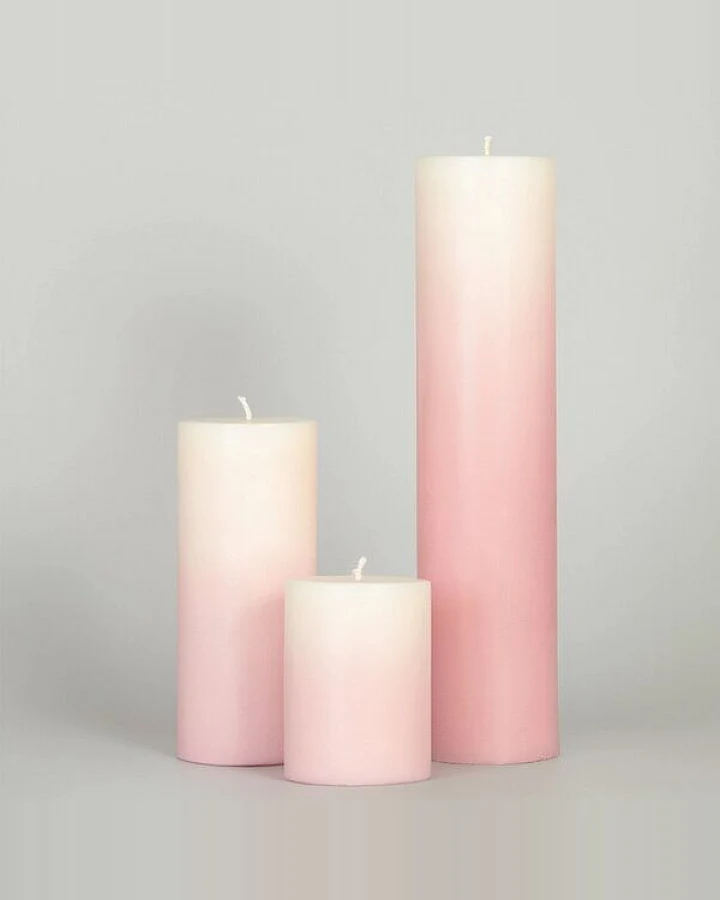 Good To Give Palmwachs Kerzen Set (3 Stück) – Fair Trade Handgemacht – Natürlich & Sauber Brennend - Rosa