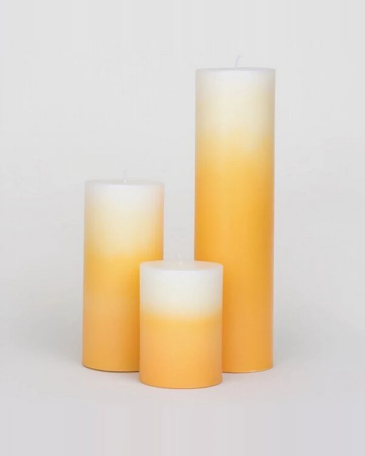 Good To Give Palmwachs Kerzen Set (3 Stück) – Fair Trade Handgemacht – Natürlich & Sauber Brennend – Gelb