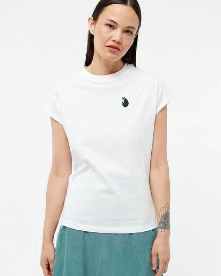 Givn Berlin T-Shirt GBLAILA (ANGRY CAT) aus Bio-Baumwolle mit Stickerei - White