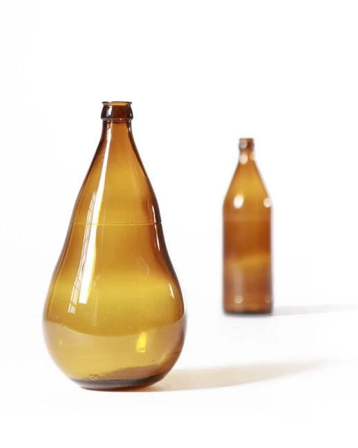 SAMESAME Bauchige Upcycling Vase aus Bierflasche