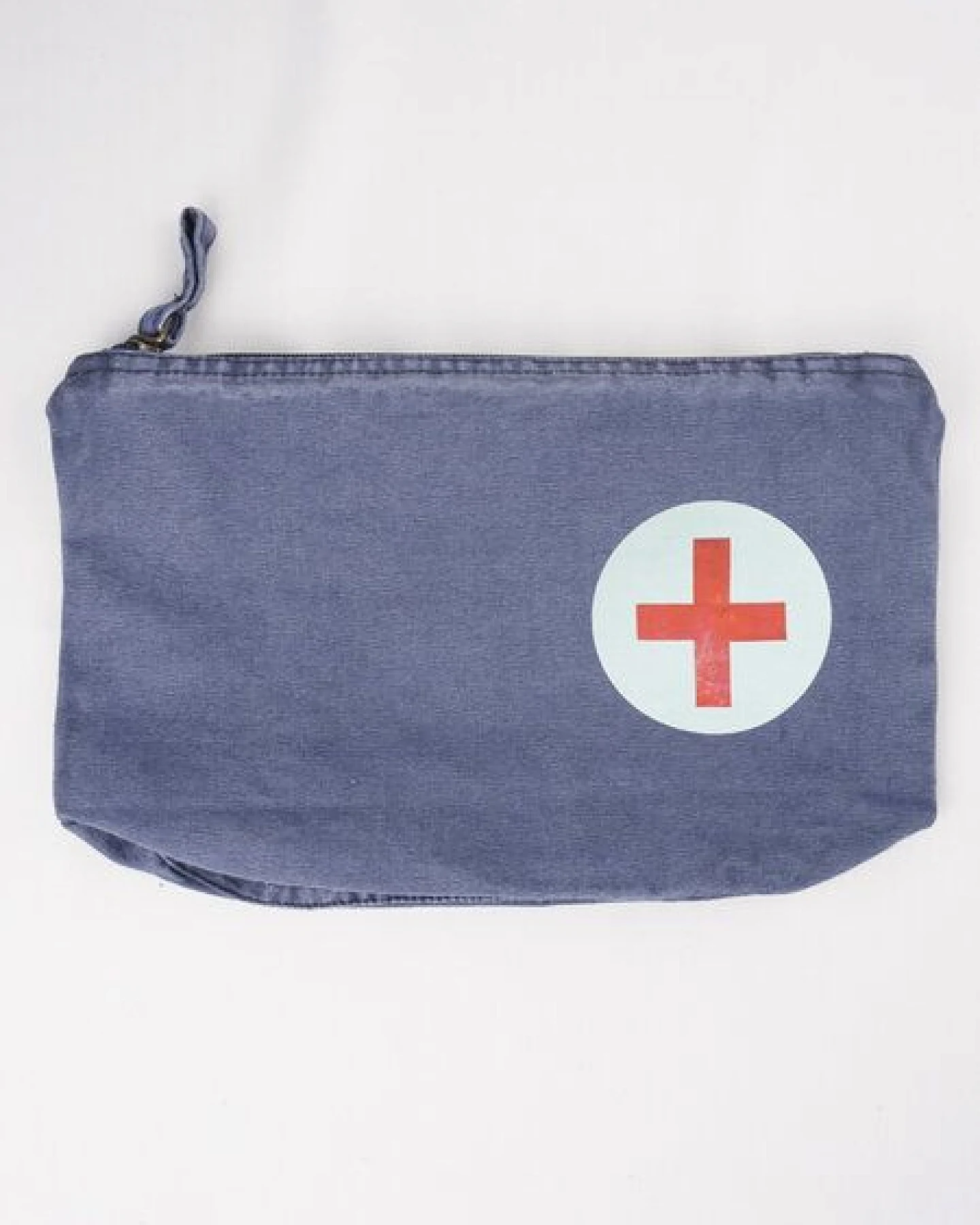 MELAdi Vintage Accessoire - Tasche aus Biobaumwolle - Rotes Kreuz auf Vintage-Blau – Ansicht 2
