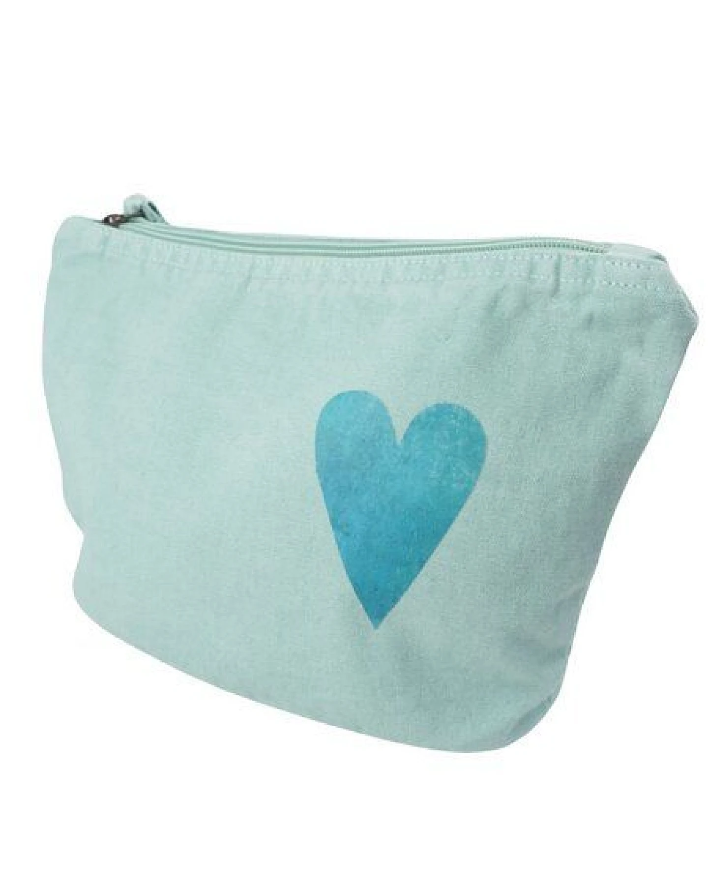 MELAdi Vintage Accessoire - Tasche aus Biobaumwolle - Blaues Herz auf Vintage-Türkis – Ansicht 2