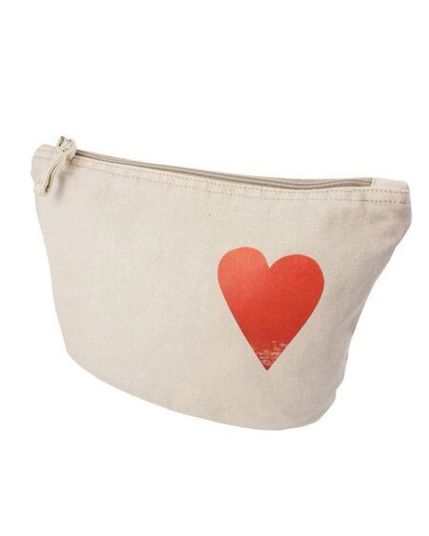 MELAdi Vintage Accessoire - Tasche aus Biobaumwolle - Rotes Herz auf Natur-Weiß – Ansicht 2