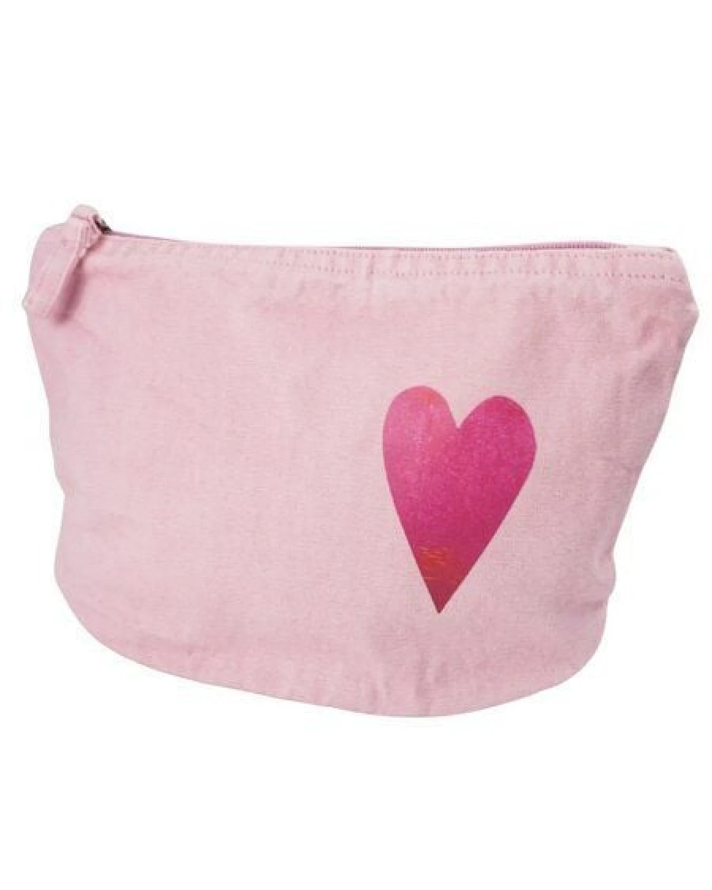 Meladi Vintage Accessoire-Tasche aus Biobaumwolle - Rotes Herz auf Vintage-Rose – Ansicht 3