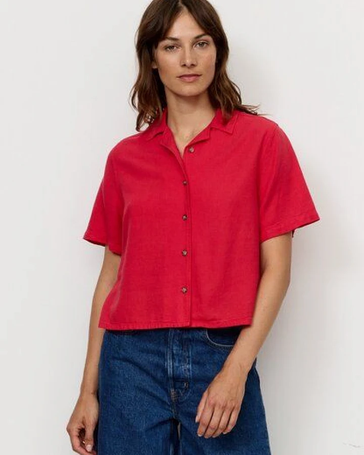 Damen Bluse aus Leinen und LENZING ECOVERO Viskose Mix - CAMELLIA - recolution