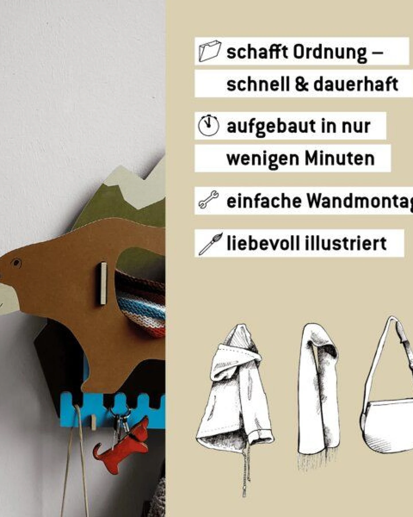 WERKHAUS Kindergarderobe Dicke Tiere - Bär – Ansicht 3