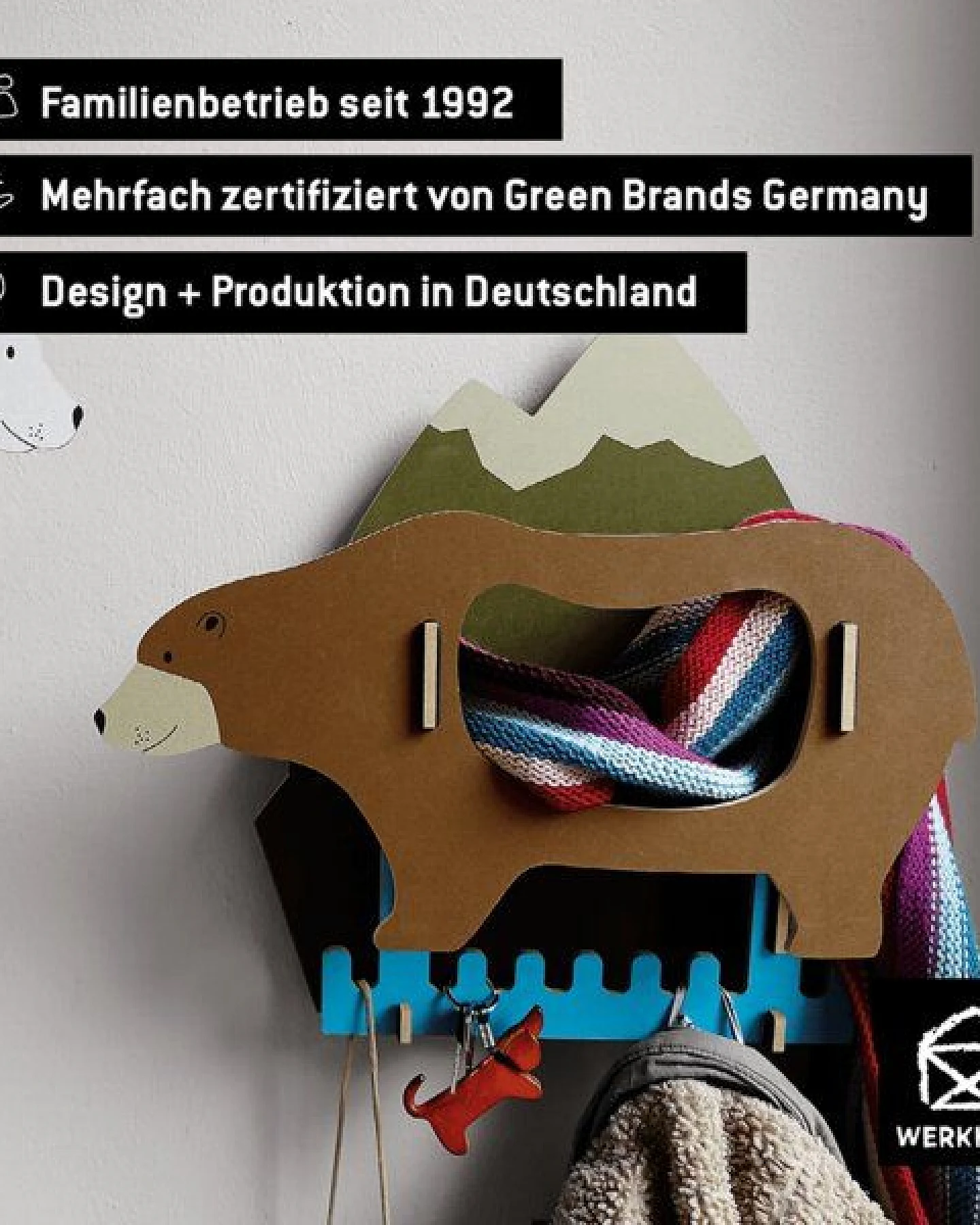 WERKHAUS Kindergarderobe Dicke Tiere - Bär – Ansicht 4
