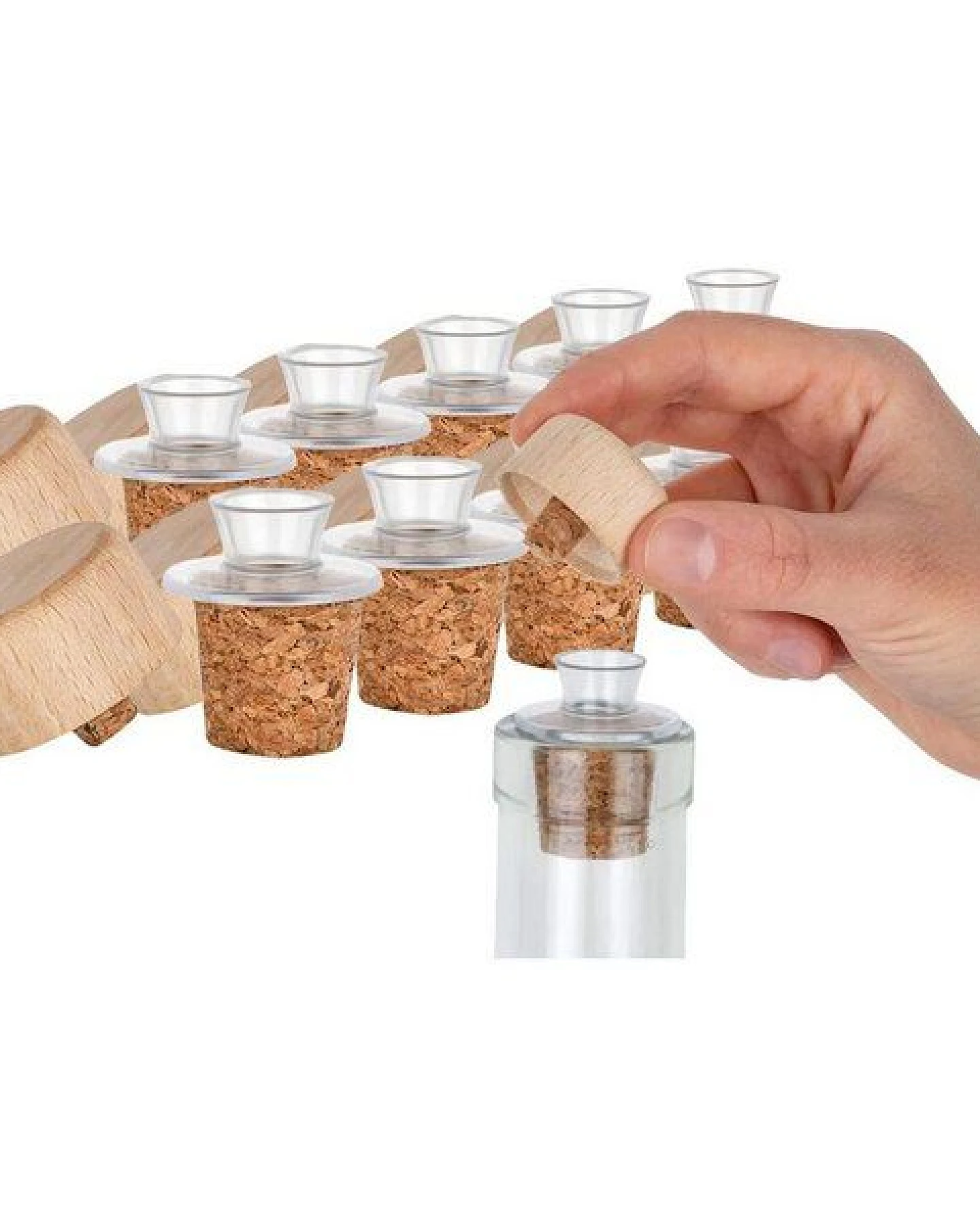 Kork-Deko Flaschenausgießer 10er Set Kork Ø 26-28mm – breite Dosierer für Bar – Ansicht 2