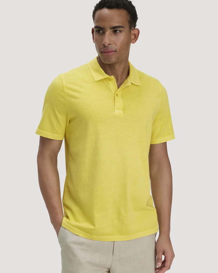Produktseite: hessnatur Herren Jersey Polo Regular aus Bio-Baumwolle - gelb - Größe 46