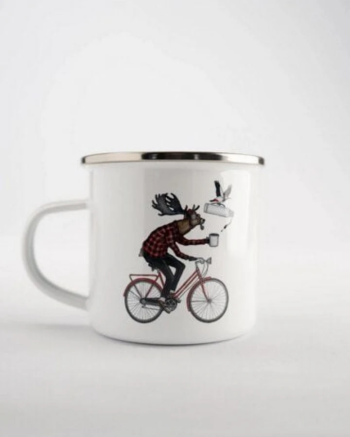 LAKOR Off To Work Emaille Tasse
