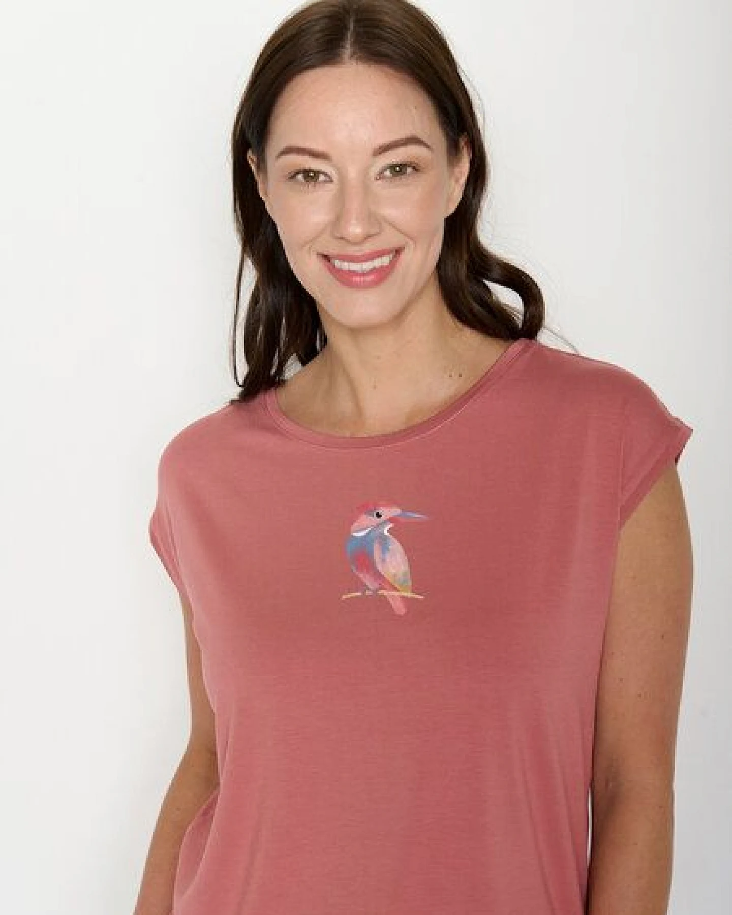 GREENBOMB Bird Look Timid - Lässiges Shirt aus LENZING TENCEL Mix / hochwertiger Print / Fair & Vegan – Ansicht 2