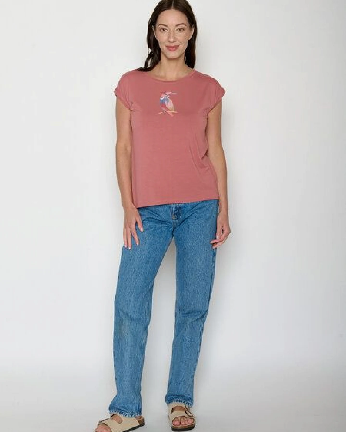 GREENBOMB Bird Look Timid - Lässiges Shirt aus LENZING TENCEL Mix / hochwertiger Print / Fair & Vegan – Ansicht 3