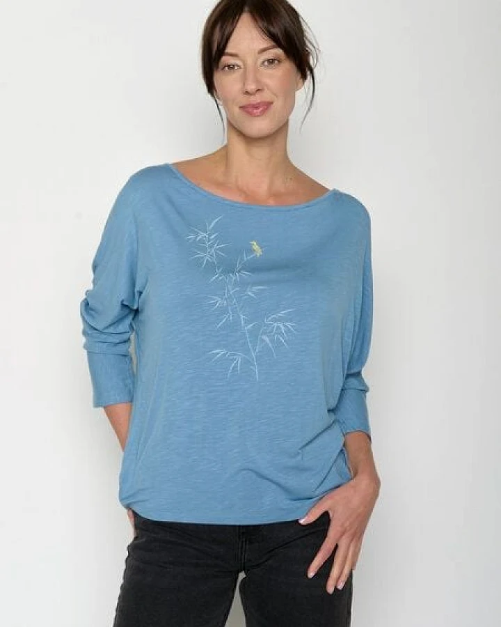 GREENBOMB Dickybird Simper - Gemütliches Longsleeve aus Viskose (LENZING ECOVERO) Mix / hochwertiger Print / Fair & Vegan