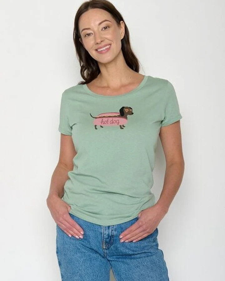 GREENBOMB Hot Dog Loves - Sportliches T-Shirt aus Bio-Baumwolle / hochwertiger Print / GOTS / Fair & Vegan