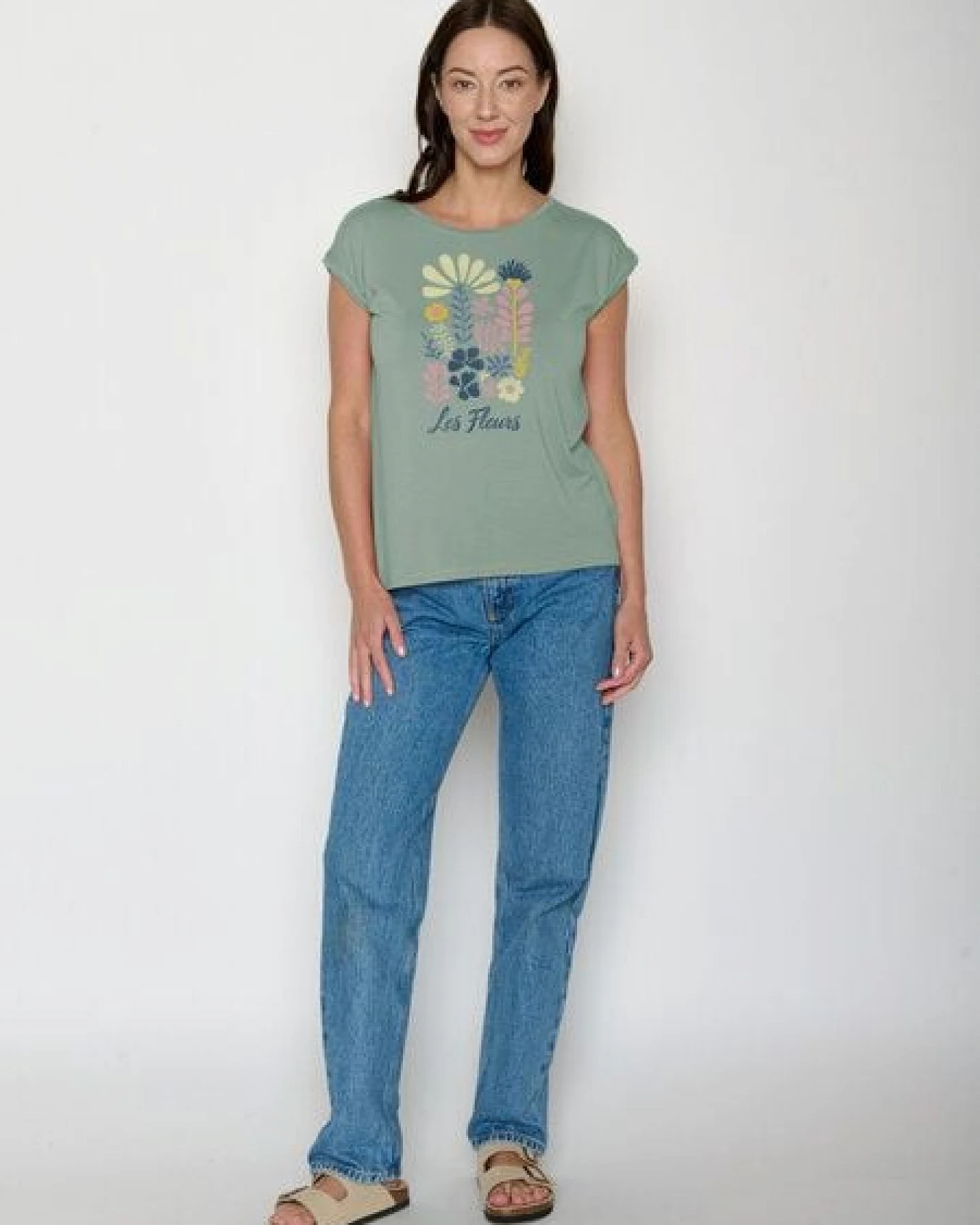 GREENBOMB Les Fleurs Timid - Lässiges Shirt aus LENZING TENCEL Mix / hochwertiger Print / Fair & Vegan – Ansicht 3