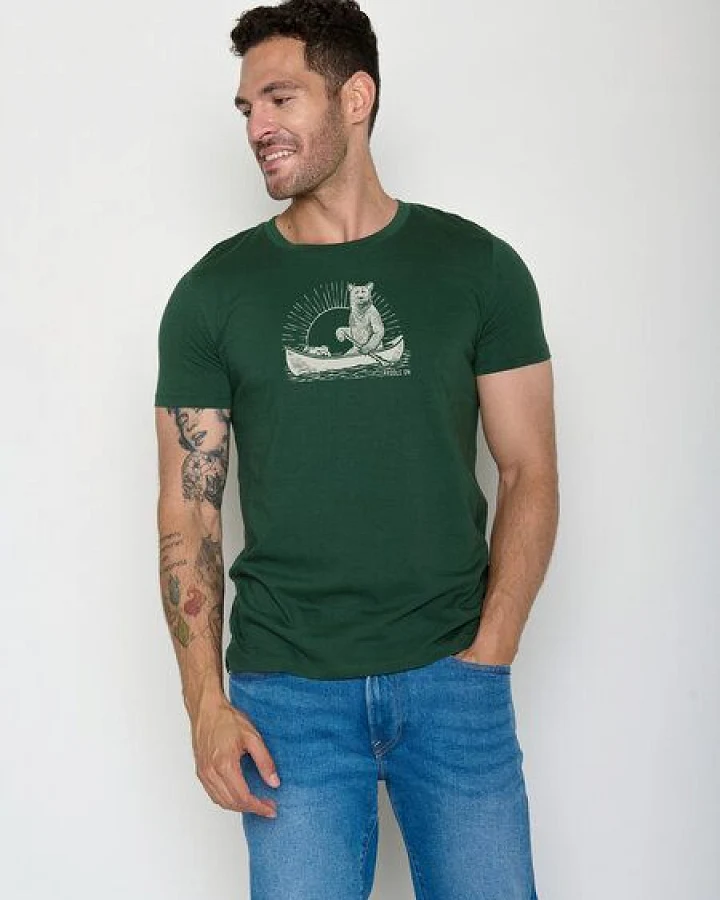 GREENBOMB Bear Canoe Guide - Sportliches T-Shirt aus Bio-Baumwolle / hochwertiger Print / GOTS / Fair & Vegan