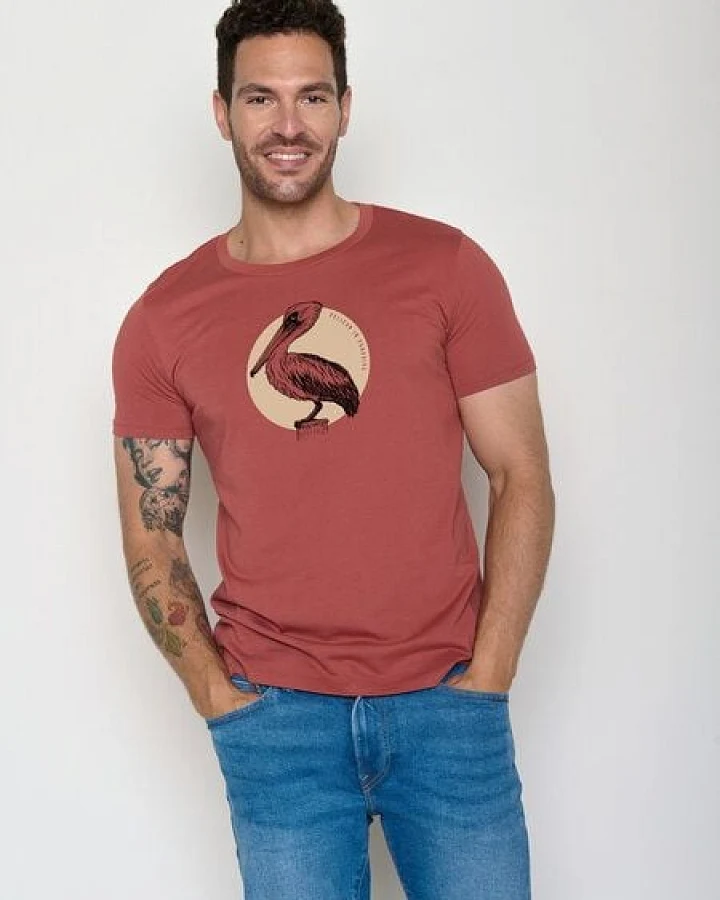 GREENBOMB Pelican Paradise Guide - Sportliches T-Shirt aus Bio-Baumwolle / hochwertiger Print / GOTS / Fair & Vegan