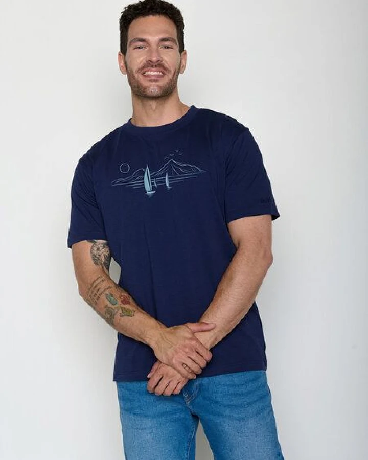 GREENBOMB Sail Away Fusion - Lässiges Oversize-T-Shirt aus Bio-Baumwolle / hochwertiger Print / GOTS / Fair & Vegan
