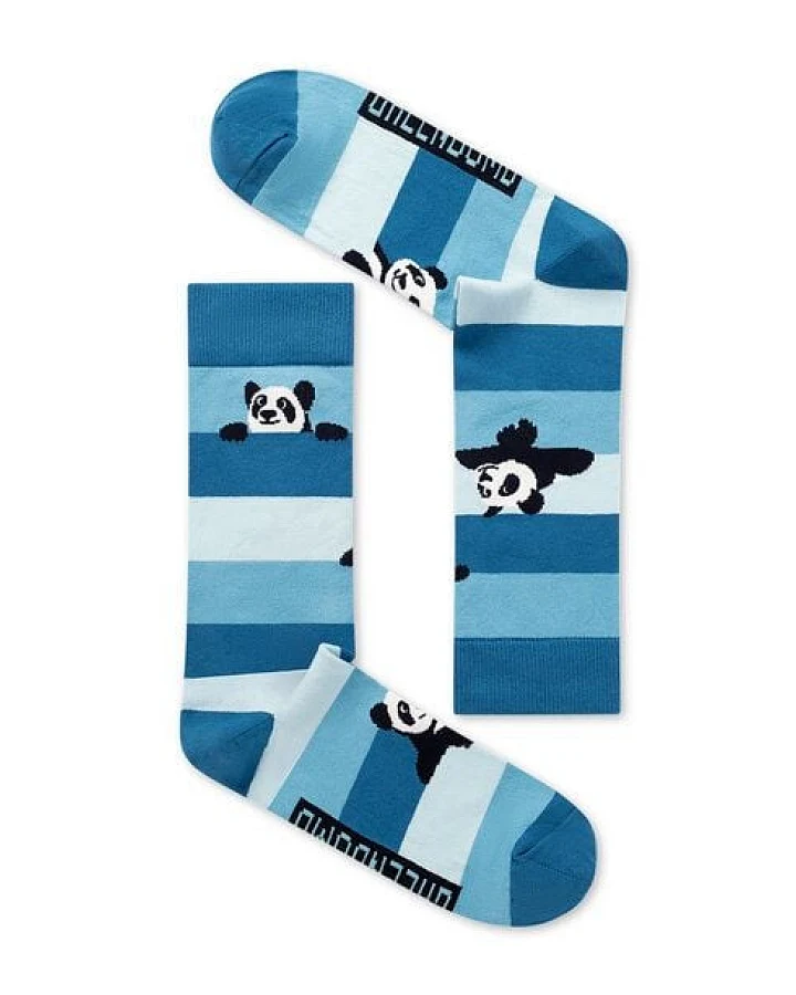 GREENBOMB Panda Stripes 2 Socks - Lässige Socken aus Bio-Baumwoll Mix / hochwertiger Print / Fair & Vegan