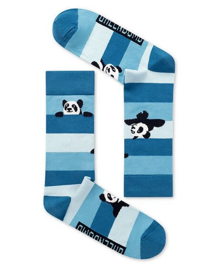 GREENBOMB Panda Stripes 2 Socks - Lässige Socken aus Bio-Baumwoll Mix / hochwertiger Print / Fair & Vegan