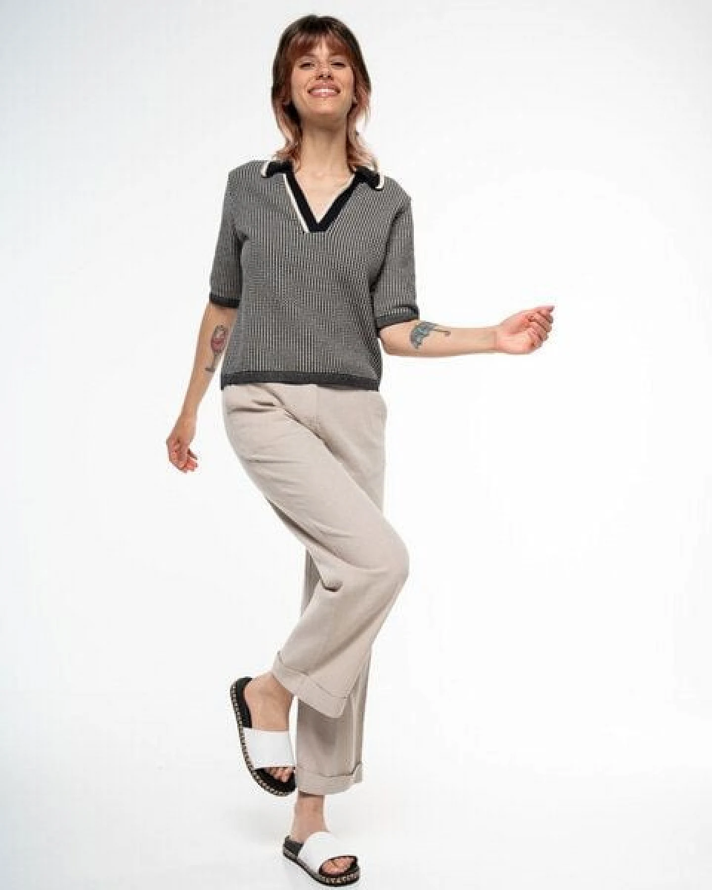 Alma & Lovis Edles Strick-Poloshirt aus Organic Cotton – Ansicht 2