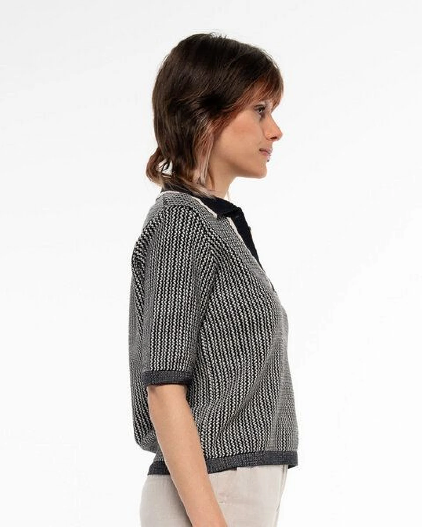 Alma & Lovis Edles Strick-Poloshirt aus Organic Cotton – Ansicht 3