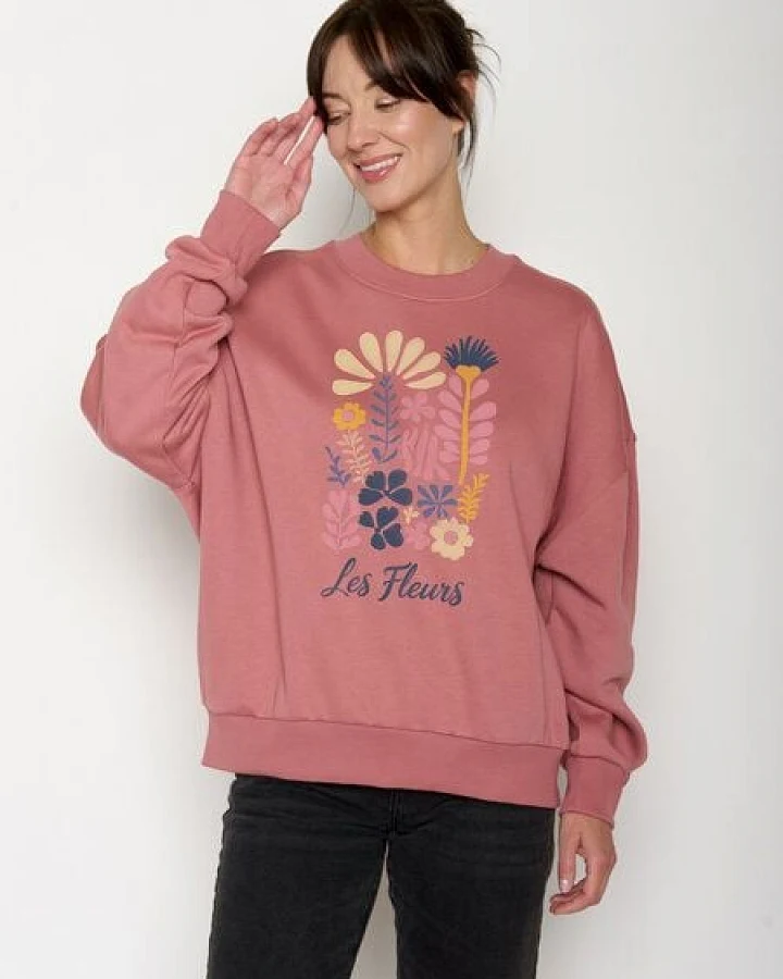 GREENBOMB Les Fleurs Core - Lässiges Sweatshirt aus Bio-Baumwolle / hochwertiger Print / GOTS / Fair & Vegan