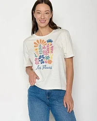 Produktseite: GREENBOMB Les Fleurs Nova - Kastiges T-Shirt aus Bio-Baumwolle / hochwertiger Print / GOTS / Fair & Vegan