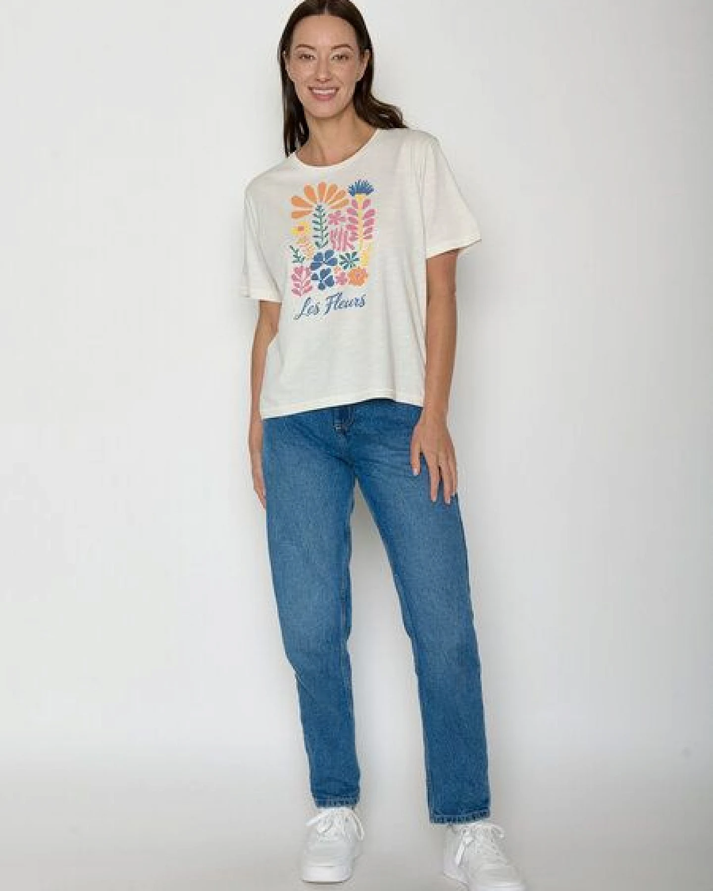 GREENBOMB Les Fleurs Nova - Kastiges T-Shirt aus Bio-Baumwolle / hochwertiger Print / GOTS / Fair & Vegan – Ansicht 3