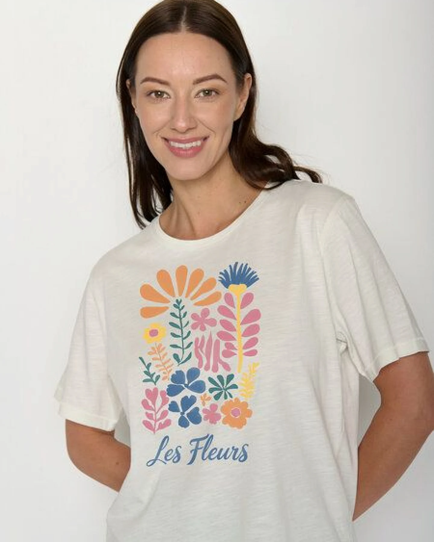 GREENBOMB Les Fleurs Nova - Kastiges T-Shirt aus Bio-Baumwolle / hochwertiger Print / GOTS / Fair & Vegan – Ansicht 2